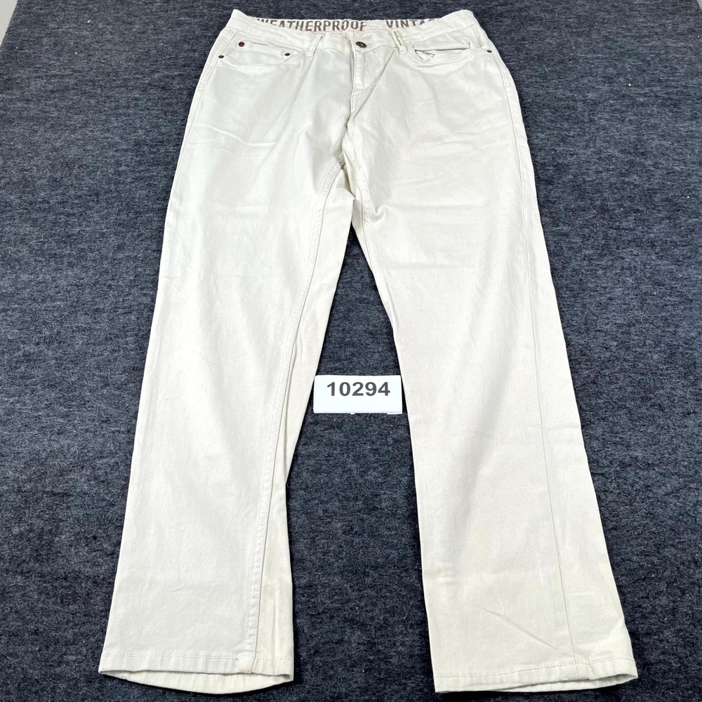 Weatherproof Vintage Slim Fit Jeans Mens 34x32 White Denim Cotton Stretch